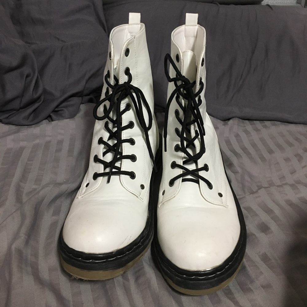 White Combat Boots