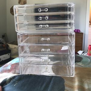 Clear plastic makeup storage