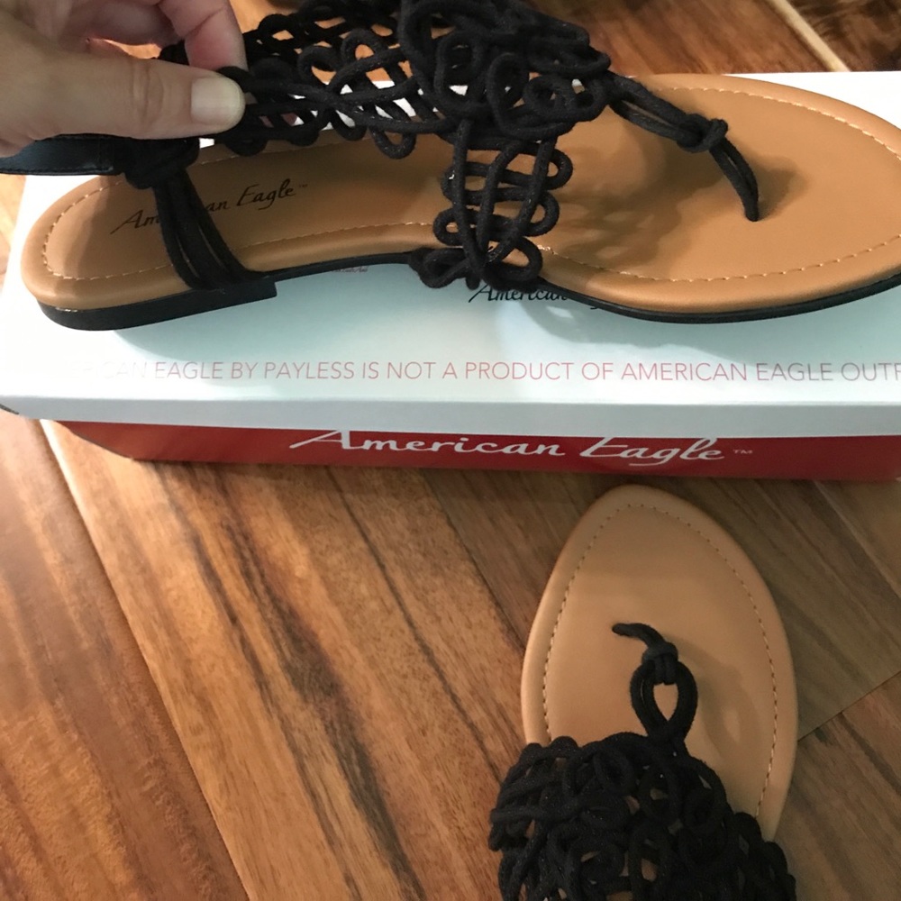 Black fabric boho sandals