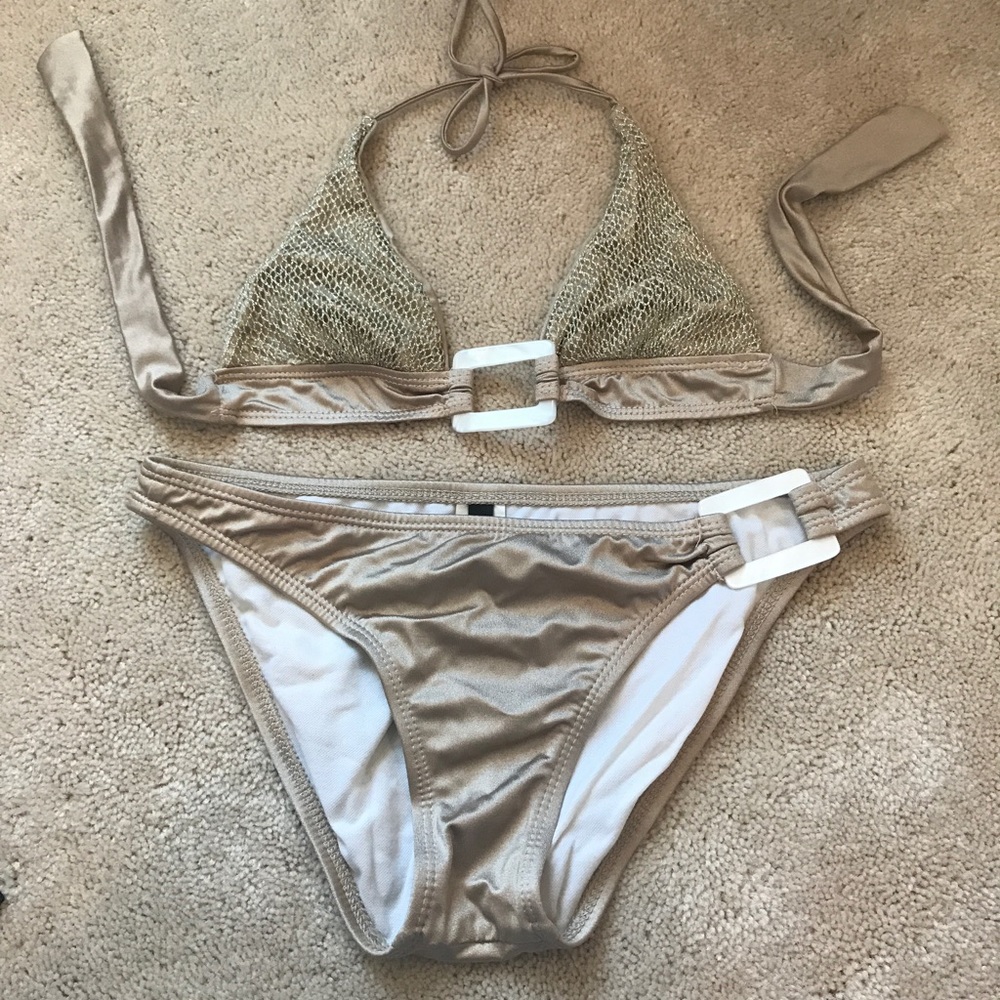 Guess champagne mesh bikini