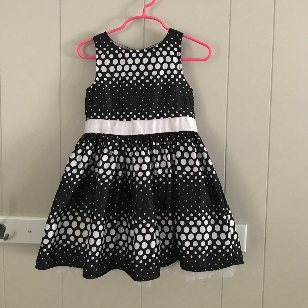 Girls black & white polka dot dress