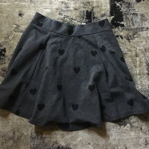 Grey with black hearts skater skirt