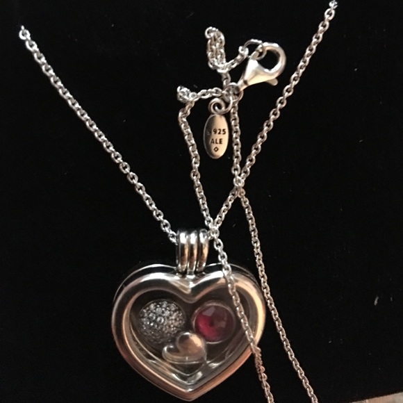 Pandora heart locket with chain and mini gems - Picture 3 of 6