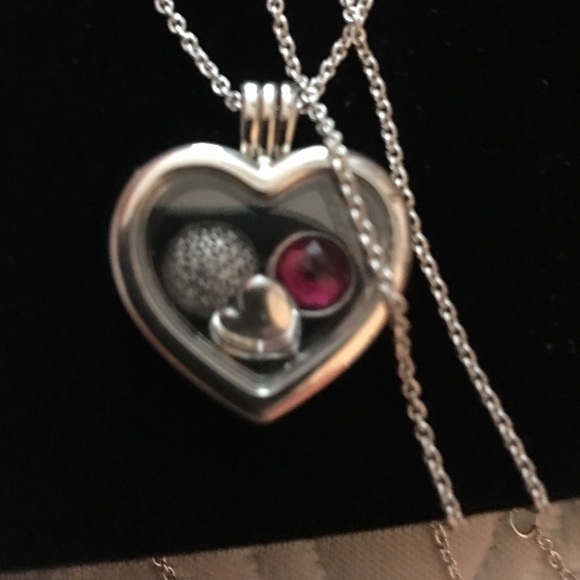 Pandora heart locket with chain and mini gems - Picture 4 of 6