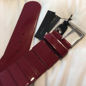 The Limited wide belt in red synthetic leather