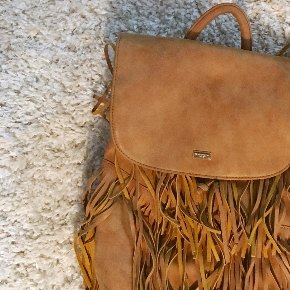 Brown hippie fringe boho back back