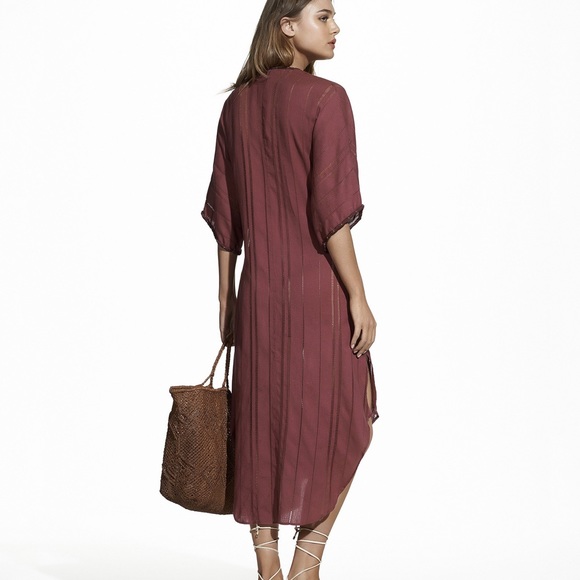 Vix Solid Braid Caftan in Burgundy - Picture 2 of 2