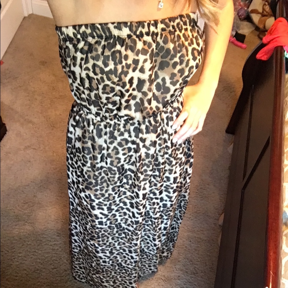 Strapless cheetah maxi dress!