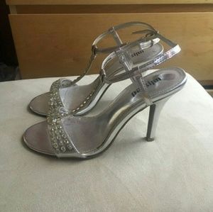 Silver strappy heels
