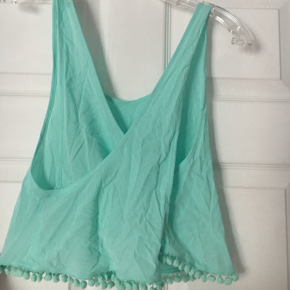 Forever 21 Sea foam-green Croptop w/ Pom Poms