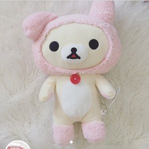 XL Rilakkuma with pink bunny ears plush 18"