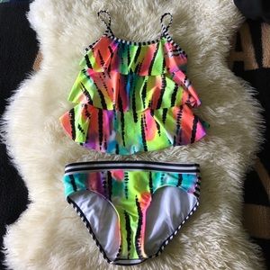 Justice neon 2 piece swimsuit