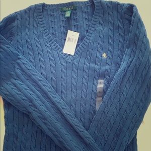 Women's Ralph Lauren cable v-neck sweater