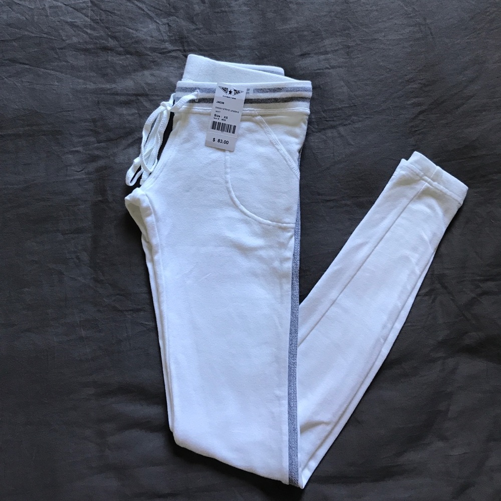 White Hard Tail Skinny Stripe Leggings