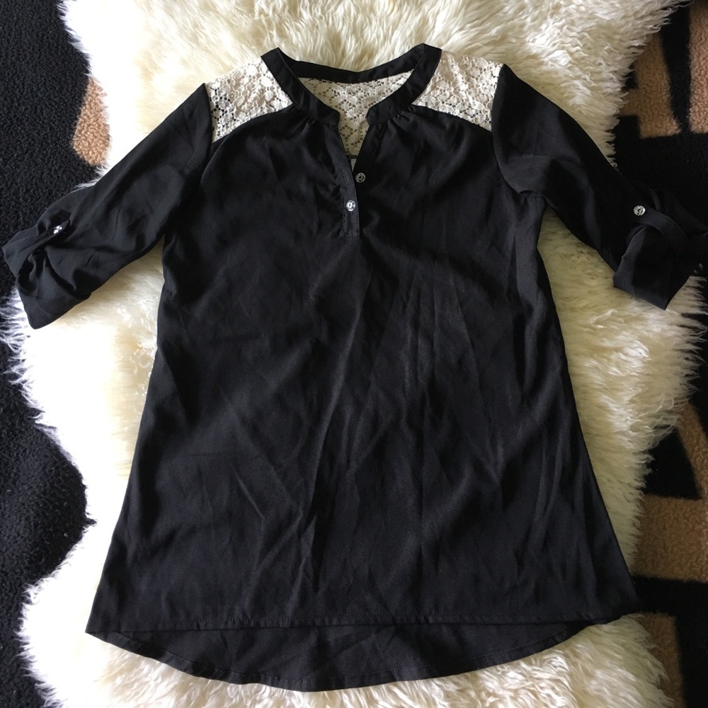 Cute black top with ivory lace