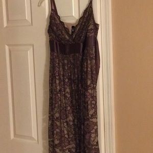💜👗NWOT -cute empire waist lacy purple dress size L.