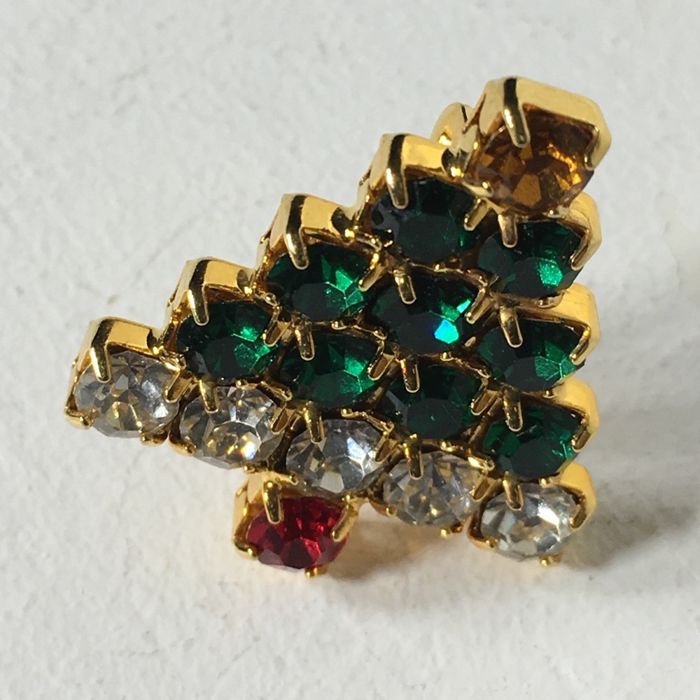 Christmas Tree Bling Rhinestone Brooch/Pin