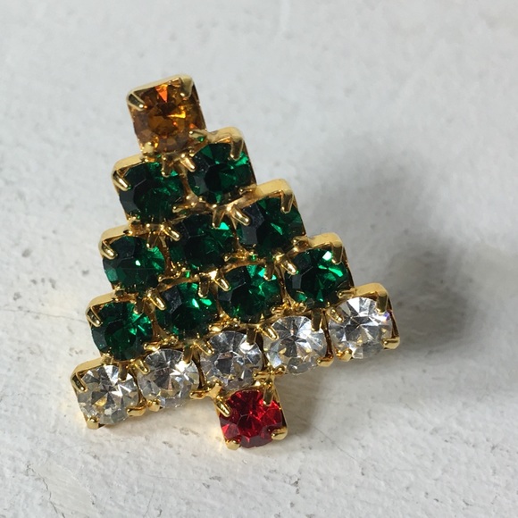 Christmas Tree Bling Rhinestone Brooch/Pin - Picture 6 of 8