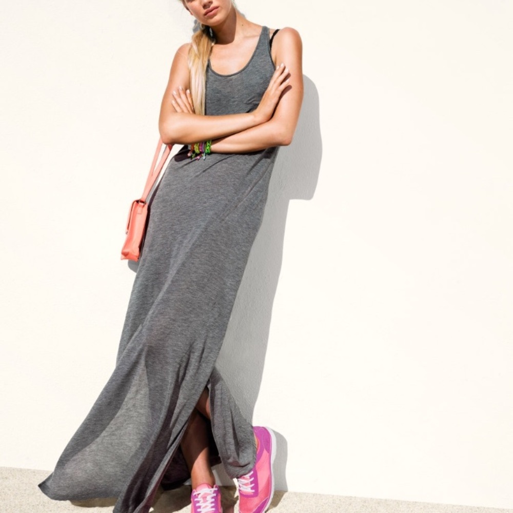 H&M Grey maxi dress with split