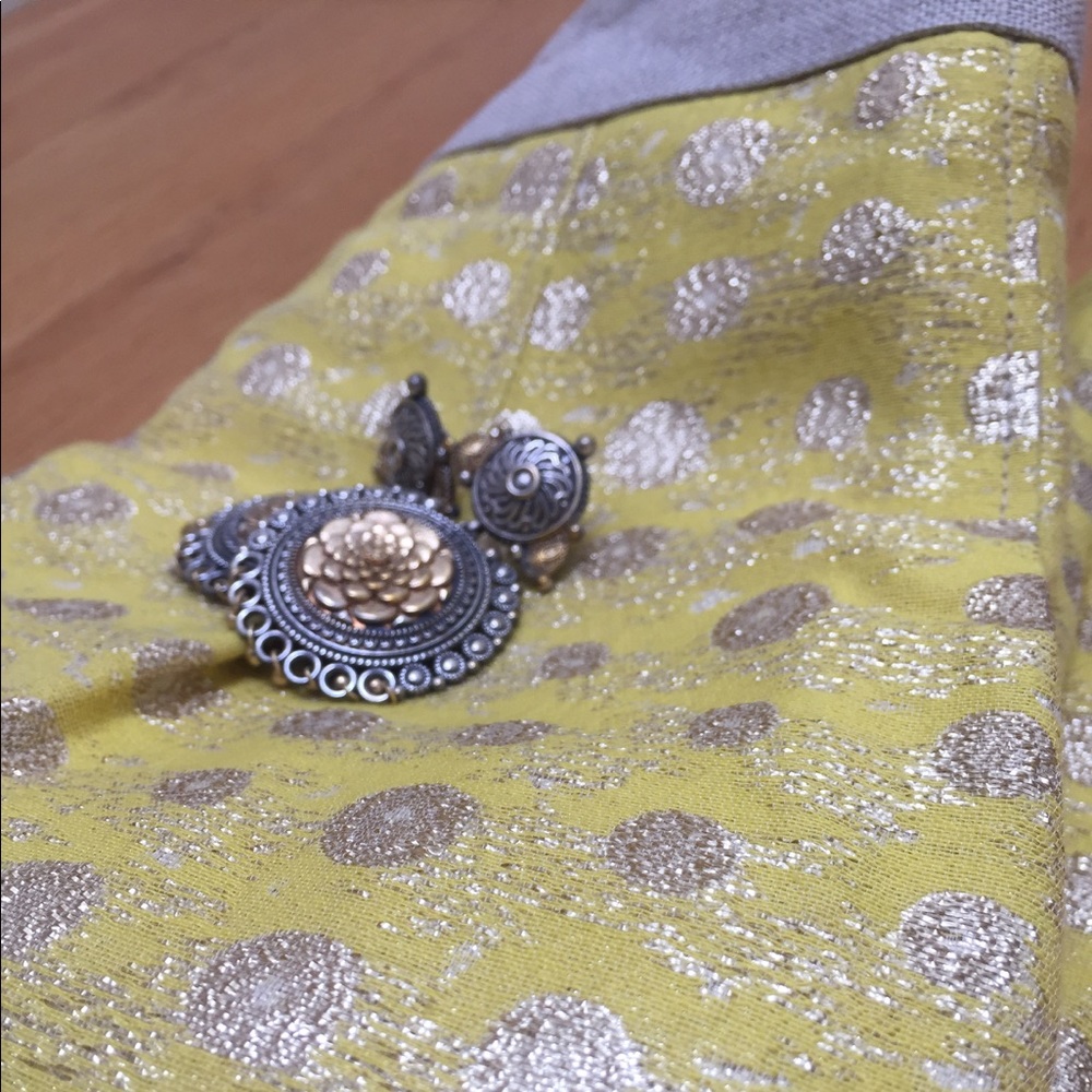 {Loft} Shimmering Yellow Polka Dot Skirt - Picture 2 of 3