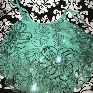 Sparkle teal crop tank