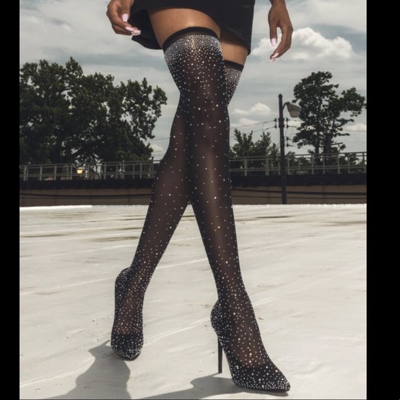 rhinestone stocking boots