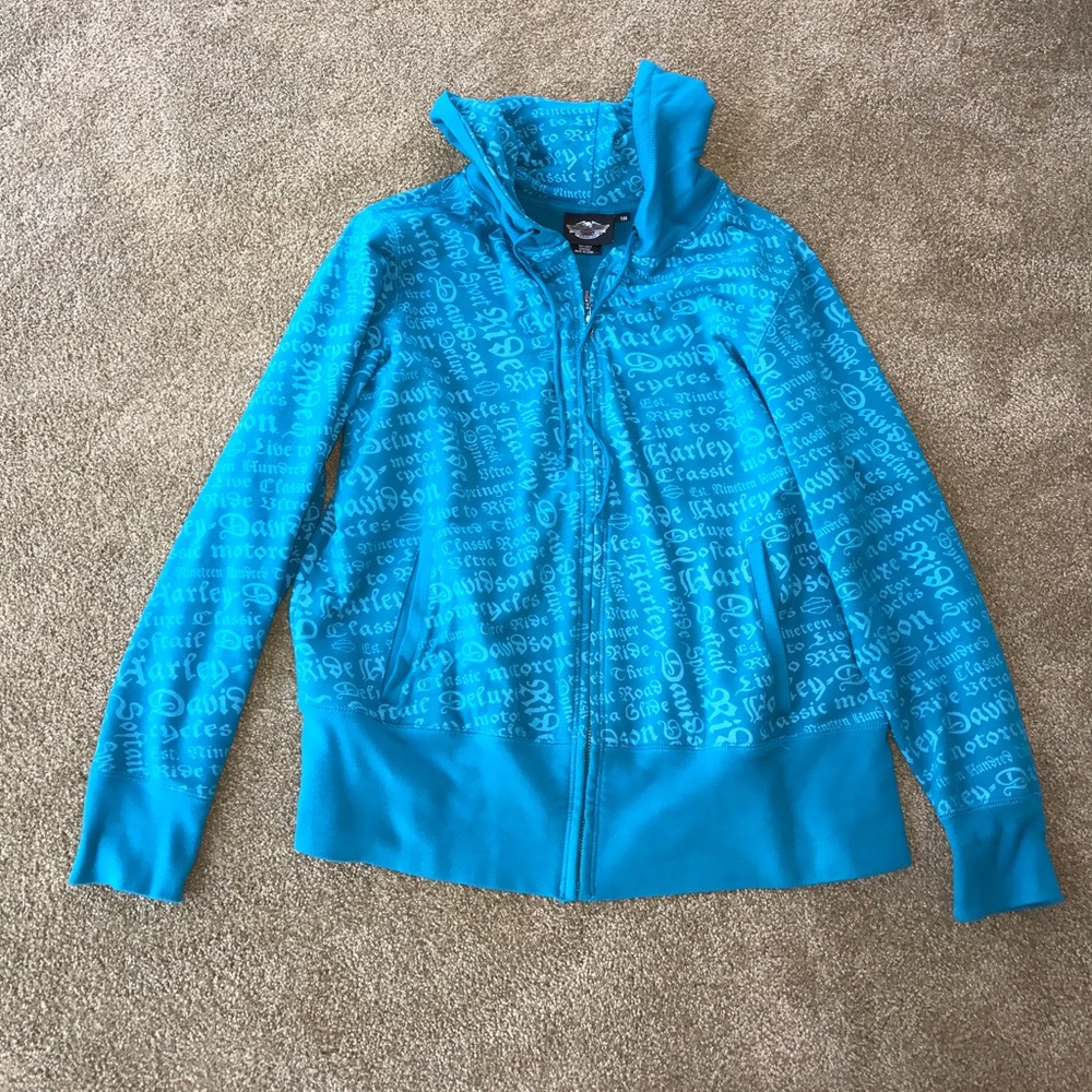 Blue Harley-Davidson Zip Up Hoodie