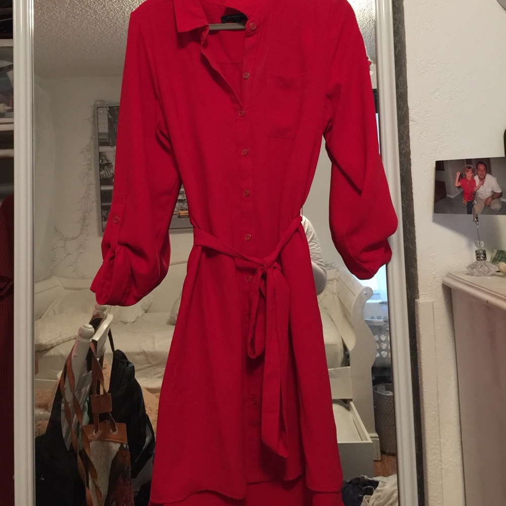 red dress with belt