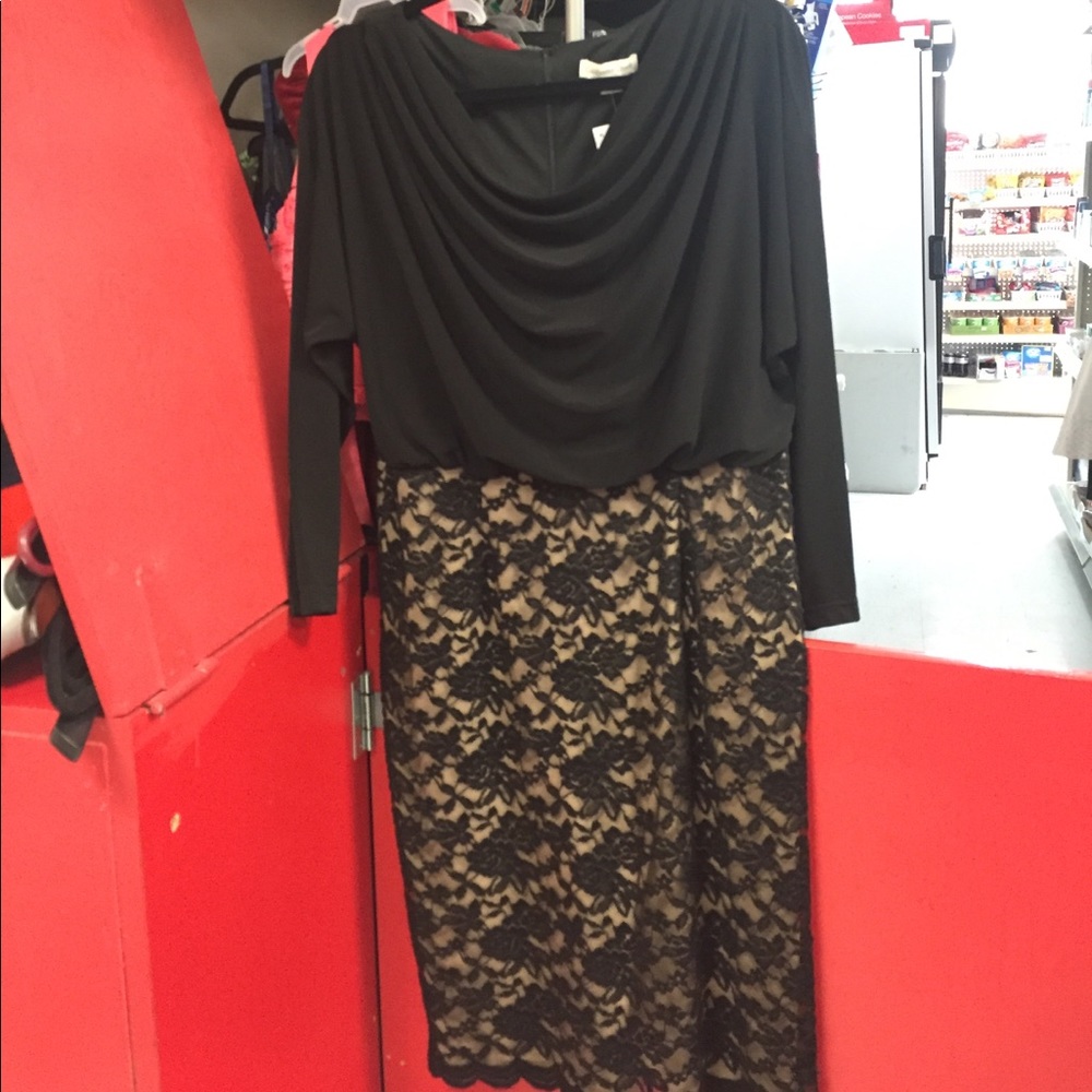 NWT COLDWATER CREEK BLACK LACE DRESS WOMEN SIZE 14