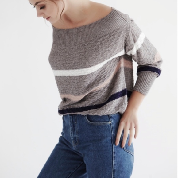 Tri-Stripe Off the Shoulder Top - Picture 2 of 2