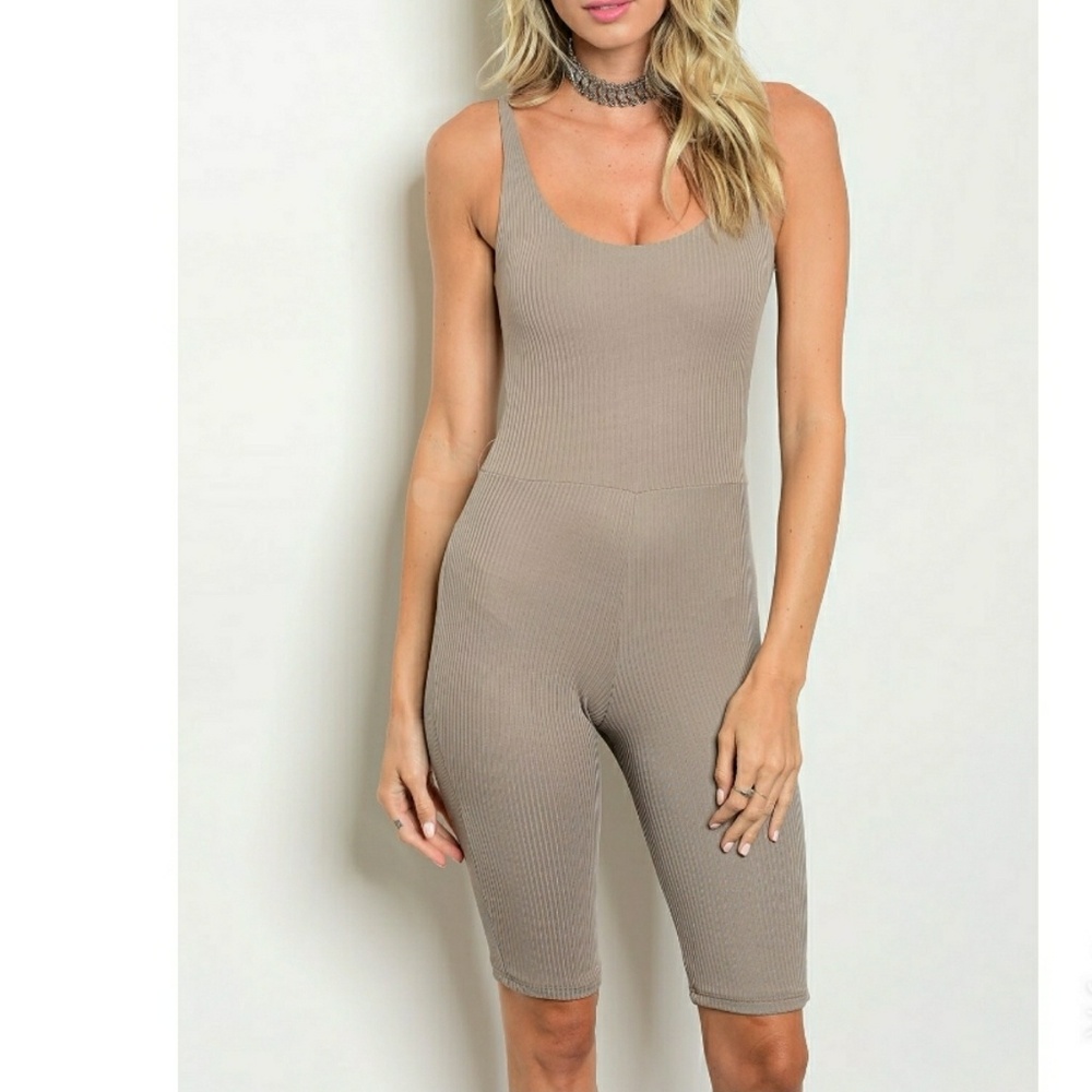 Tan Cropped Jumpsuit