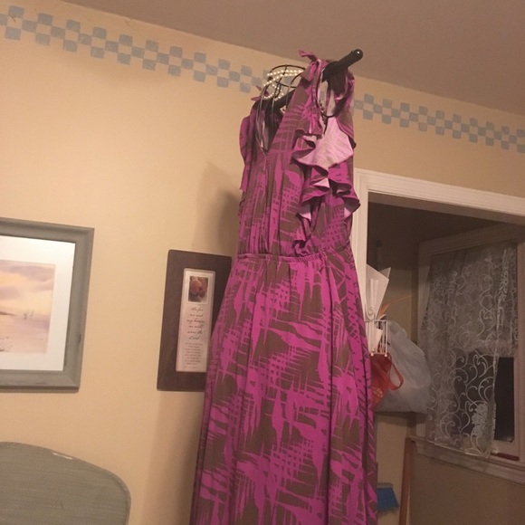 Brown and purple dress size XL - Picture 4 of 5