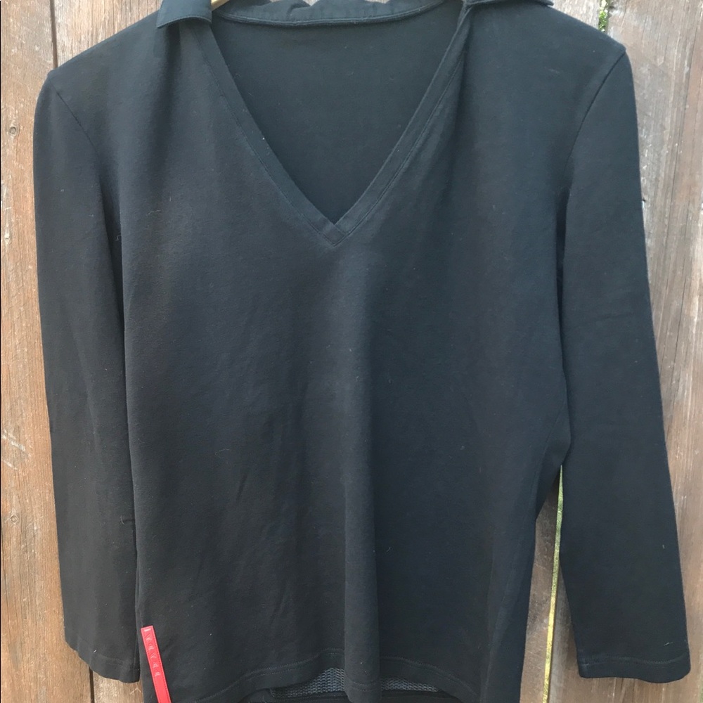 Prada cut and sew knit V-neck with Collar.
