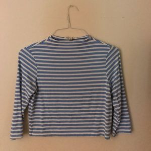 Blue and White stripped crop top