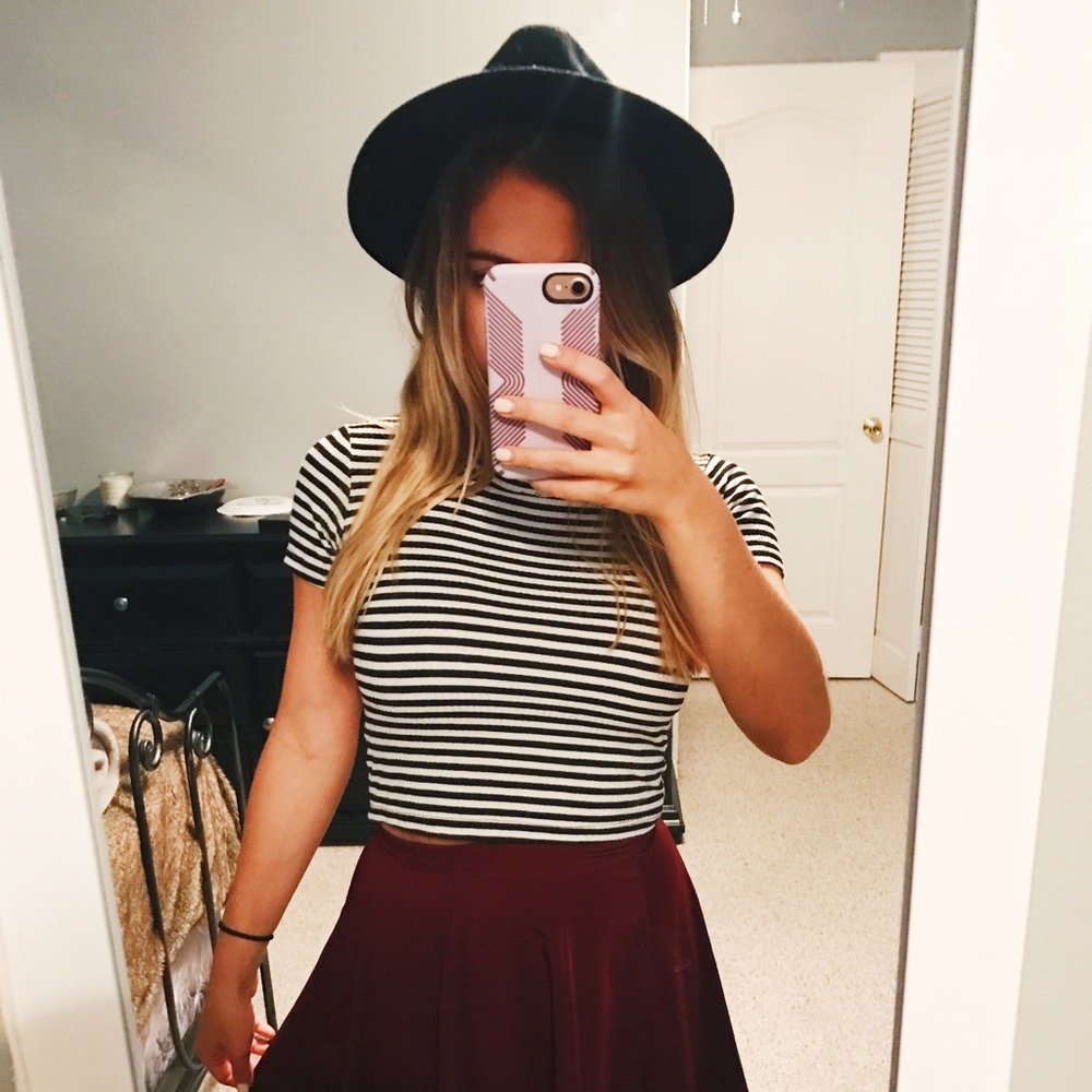 LA HEARTS STRIPED CROP TOP