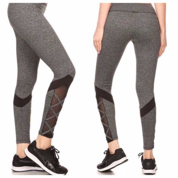 Happy Organics Boutique Pants - Brush Mesh Criss cross Workout/ Yoga Pants