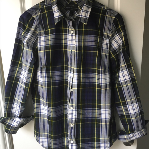 J. Crew Navy Plaid Buttondown - Picture 2 of 3