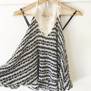 Black and white halter tee