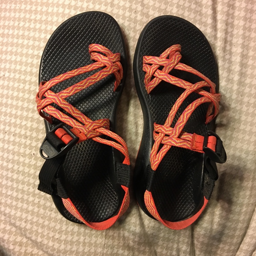 Orange and yellow chacos
