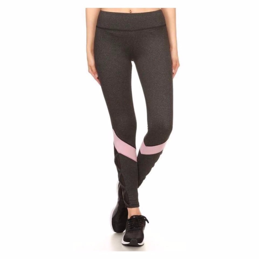 Brush Mesh Criss cross Workout/ Yoga Pants - Picture 2 of 4