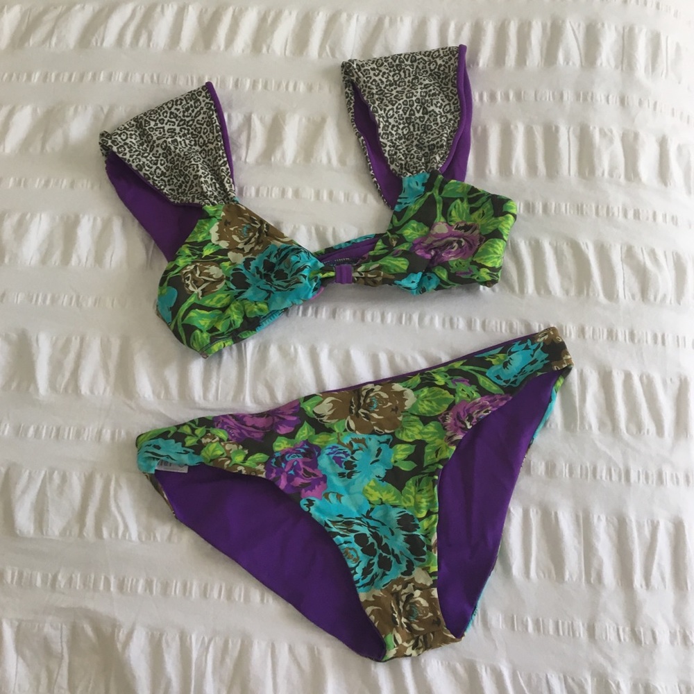 Malai Reversible Floral and Leopard Print Bikini