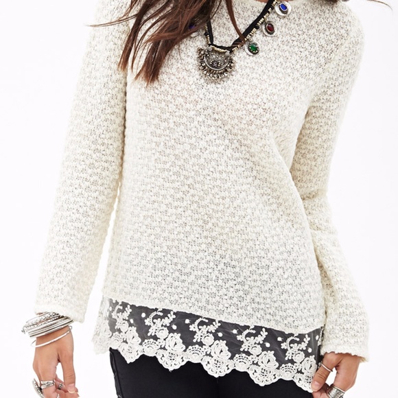 Forever 21 Sweaters - NWT Forever 21 Cream Lace Sweater