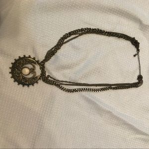 Vintage boho necklace with white stone