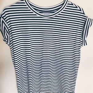 B&W Striped Tee w/ Rolled Sleeves
