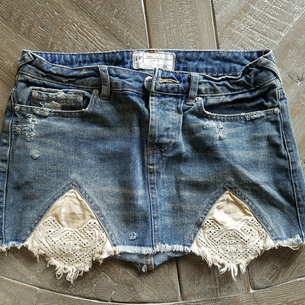 Free People denim mini skirt