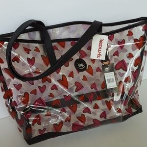 Izak Clear Vinyl Illustrated Hearts Tote