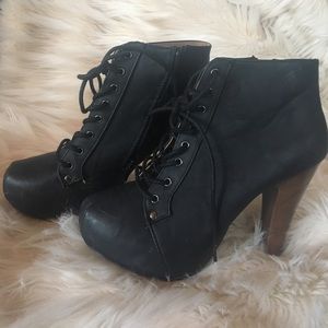 Black high heel platform booties Jeffery Campbell