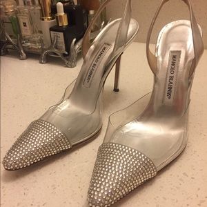 Manolo Blahnik Crystal Toe Slingbacks