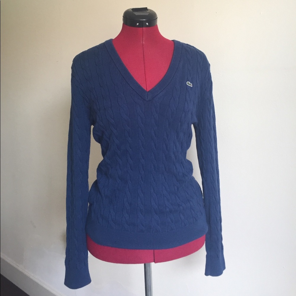 LACOSTE navy v-neck sweater