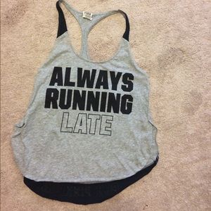 Grey and Black Victoria Secret Tank Top